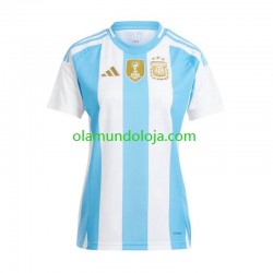 Camisola Argentina Copa America 2024 Mulher Equipamento Primeiro Manga Curta